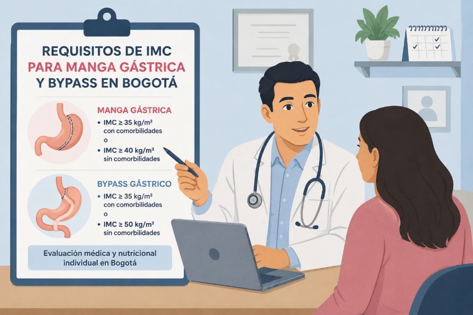 Requisitos de IMC para manga gástrica y bypass en Bogotá
